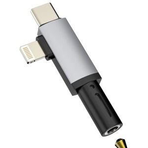 아이폰호환 17용 AUX TO USB C LIGHTNING 17 16 15 14 13 PRO MAX (2IN1) 3.5MM 헤드폰 잭 어댑터 케이블 오디오 동글 여성 포트 아이패드호환 남성 플러그카 마이크 스플리터용 삼성호환 호환 ㅣXG