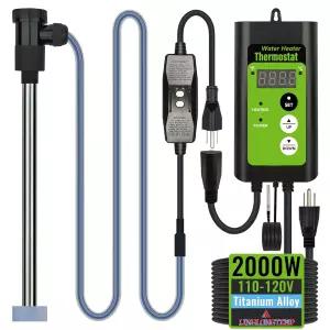 LINGLONGTEMP 2000W 티타늄 잠수식 휴대용 팽창식 수영장 및 온수 욕조 전기 침지 온수기 스파 침례교 지상