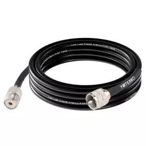 요텐코 RG8x 동축 케이블 10피트 CB 안테나 UHF PL259 남성에서 SO239 여성 저손실 50옴 HF VHF HAM 라디오