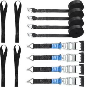 래칫 스트랩 헤비 듀티 4Pcs 2.3 x 20피트 4개의 헬퍼 타이다운 및 보관 가방 트레일러 트럭 오토바이 화물