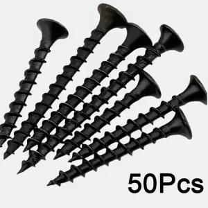 50pcs 검정색 고강도 M3.5 두꺼운 건식 벽 못 크로스 카운터 싱크 석고 보드 못 강철 목공 셀프 태핑 나사
