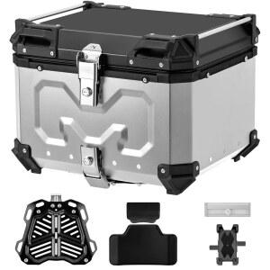 모토스타 모터사이클 리어 박스, 1.7갤런(45L / 55L) 65L 대용량, 탑 케이스, 바이크 모노키 알루미늄 합금, 스퀘어, 장착 베이스 포함,