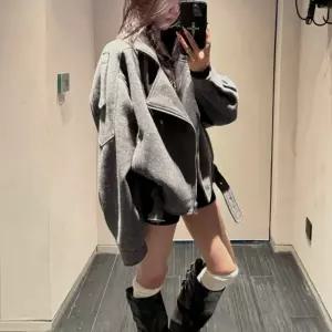 코트 정장 모직 가을 얼 더블 망토 여성 핸드메이드
