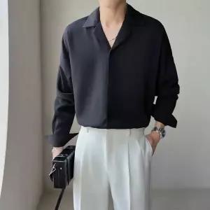 남성용 하이엔드 느낌의 롱 소매 셔츠 세련된 트렌디 V110543