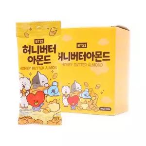 BT21 허니버터아몬드 30g(1타 12개입)과자 봉지 술안주 간식 어린이 키즈 맛아몬드 고급