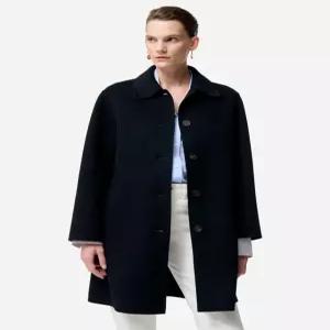 바네사브루노 25FW [EXCLUSIVE][시즌오프]다크네이비 울혼방 오버핏 하프코트 VICO5F103N3