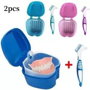 2pcs 치과 리테이너 치열 교정 입 가드 틀니 보관 케이스 상자 치아 브러시 구강 위생 용품 주최자