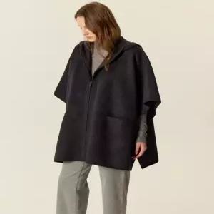 아떼 바네사브루노 여성 25FW [EXCLUSIVE][시즌오프] 차콜그레이 울캐시미어 판초 케이프 후드 집업 코트