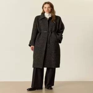 아떼 바네사브루노 여성 25FW [시즌오프]다크그레이 투톤 패턴 벨티드 울혼방 롱코트 (벨트SET) VLCO5D429