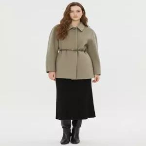 질스튜어트 뉴욕 여성 25FW [시즌오프][벨트SET] 카키 벨티드 울캐시미어 하프코트 JSCO5D200K4