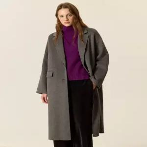 아떼 바네사브루노 여성 25FW [시즌오프] 캐시미어100 차콜그레이 투톤 롱 싱글코트 VLCO5D407CG