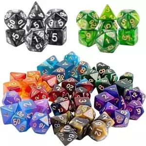 7pcs DND 주사위 세트 보드 게임용 컬러 다면체 RPG 수학 교육용 테이블탑 액세서리