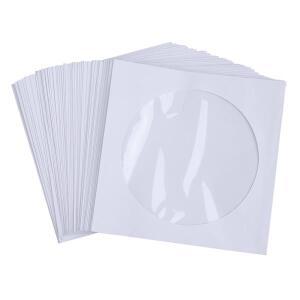 50pcs 12.5cm CD DVD 디스크 종이 슬리브 봉투 보관 투명 창 케이스 플랩 화이트 접힌