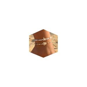 여성용 페시오리 쉘 발목 팔찌, 금도금 보호 발찌 세트 진주 구슬 불가사리 소라 조개껍데기, 조절 가능한 여름 해변 하와이안 풋 주얼리 선물