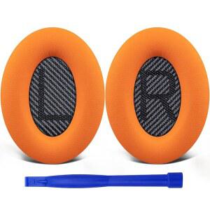 보스 콰이어트컴포트 35 (QC35) 및 II (QC35 II) 헤드폰용 솔로WIT 교체 이어패드 쿠션 부드러운 가죽 소재의 이어패드 소음 차단 폼 두께 추가(주황색) hHT