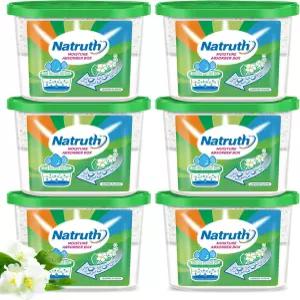 NATRUTH 수분 흡수 상자 재스민 800ml(6팩)*12.5OZ 옷장 제습기 냄새 버킷 습도 흡수기 욕실 주방 및
