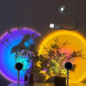 USB LED 일몰  조명 RGB 무지개 DC 5V 향기 빛 배경 침실 홈 장식 야간 프로젝션