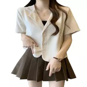 블랙 작은 여성 재킷 여자 오버핏 자켓 카디건 정장 여름 반팔 트위드 숏