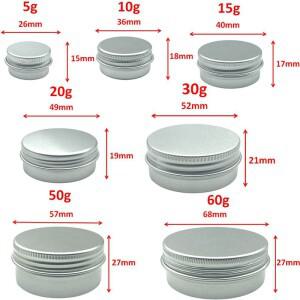 10Pcs 5g 빈 실버 알루미늄 통 캔 스크류 탑 라운드 스파이스 뚜껑 컨테이너
