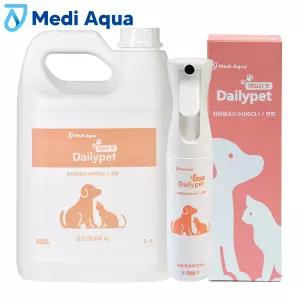 메디아쿠아 데일리펫 4L+300ml 고급 스프레이 강아지 고양이 무향 반려동물 애완동물 펫 암모니아 배변 냄새 제거 탈취제 소독제