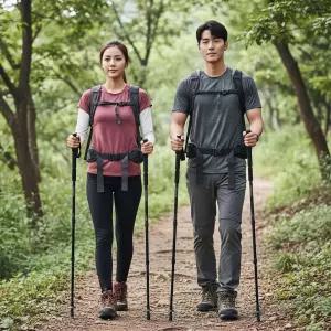 트레킹 폴 4단 접이식 등산지팡이 가벼운 등산용 스틱 입문자용워킹스틱 등