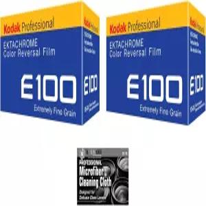 코닥 프로페셔널 엑타크롬 E100 컬러 투명 필름 35mm 롤 36개 노출 - 청소용 천이 포함된 2팩
