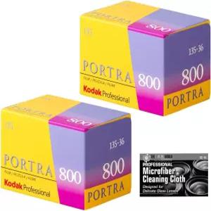 코닥 프로페셔널 초상화 800 컬러 네거티브 필름 35mm 롤 36개 노출 - 청소용 천이 포함된 2팩