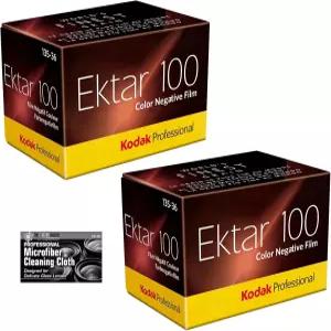 코닥 프로페셔널 에크타르 100 컬러 네거티브 필름 35mm 롤 36개 노출 - 청소용 천이 포함된 2팩