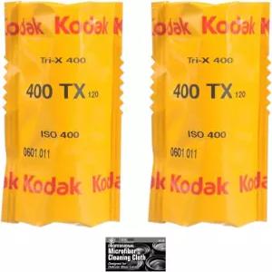 마이크로파이버 천이 포함된 코닥 프로페셔널 트라이-X 400 흑백 네거티브 필름 롤 120개 2팩