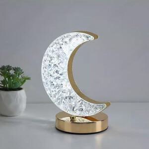 달별 LED 무드등 충전식 크리스탈 테이블 램프 터치 스위치 디밍 가능 라마단 방 장식 3D 이드 선물