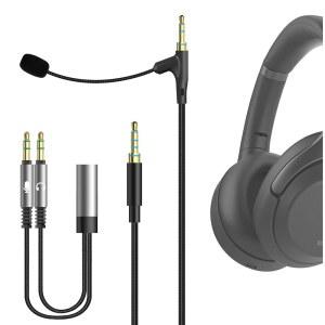 긱리아 붐 마이크 헤드폰 케이블 소니 WH-1000XM6 WH-1000XM5 WH-1000XM4 ULT 웨어 3.5MM 잭 나일론 땋은 교체 코드 게임 및 미팅용 포함 (5.6피트) hSW