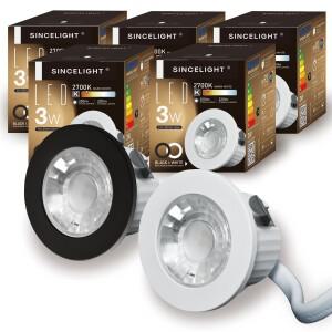 5개 팩 IP65 MINI 매입형 LED 스포트라이트 3W 2700K/4000K 100-240V RA 92 Ø44mm 홀드 컷 35mm 다운라이