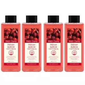 더허브샵 블랙체리 신발장 디퓨저 리필 오일 200ml X4