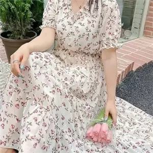 셀럽하우스 플라워 빅사이즈 원피스 데일리 여성 원피스 여름 하객룩 프릴 쉬폰