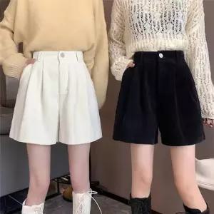 셀럽하우스 여성 하이웨스트 코듀로이 A라인 반바지