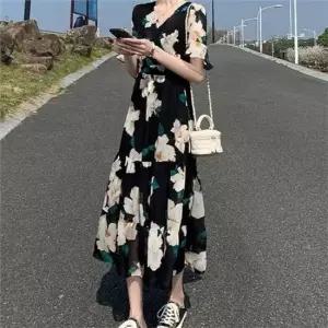 셀럽하우스 빅사이즈 여성 롱 원피스 플라워 롱 원피스 여름 바캉스