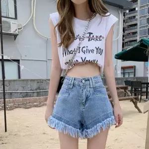 셀럽하우스 여름용 세미핏 워싱 데님 3부 숏팬츠