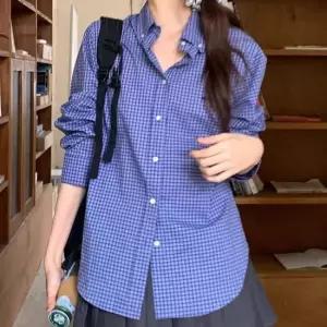 셀럽하우스 체크 패턴 셔츠 여성 루즈핏 데일리 캐주얼 남방