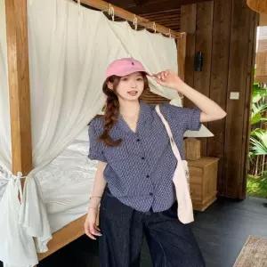 셀럽하우스 여름 데일리 러블리 롤업 반팔 잔체크 셔츠 남방