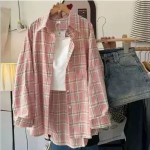 셀럽하우스 여성 셔츠 남방 체크 루즈핏 심플 캐주얼