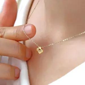 [미니아트]14K GOLD 여성 데일리 클로버 체인 목걸이 42cm