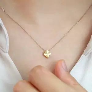 [미니아트]14K GOLD 여성 데일리 빈티지 클로버 체인 목걸이 42cm