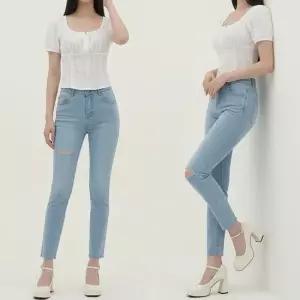 셀럽하우스 여성 찢청 슬림핏 스키니진 데님 팬츠 일자 청바지