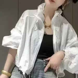 유어하젤 마일렛 하이넥 시스루 크롭 바람막이_M4832