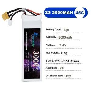 테란티 2개 3000mAh 리포 배터리 RC 헬리콥터 항공기 자동차용 45C 7.4V 11.1V 22.2V