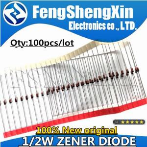 제너 다이오드 0.5W DO-35 BZX55C3V3 3.3V 4.7V 5.1V 6.2V 10V 12V 15V 16V 18V 20V 로트당 100개 30V