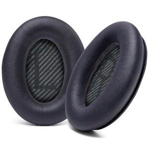WC 위키드 쿠션 보스 QC35 및 QC35II(조용한 편안함 35) 헤드폰용 교체 이어 패드 업그레이드 - 부드러운 가죽 고급스러운 메모리 폼 두께 추가 내구성 향상 | 블랙 hJL
