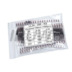 300PCS SMD 다이오드 세트 1N4148 0.5W 1/2W 3V-24V 2V-39V LL34 제너 키트