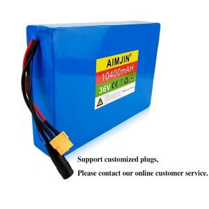 36V 10S4P 리튬 이온 배터리 팩 10400mAh 자전거 전기 스쿠터에 적합하며 BMS가 내장되어 있습니다.