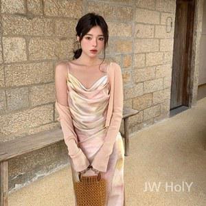 심플 크롭 커버업 free 얇은 볼레로 긴소매 니트 b2 가디건 아이보리 여름 여성